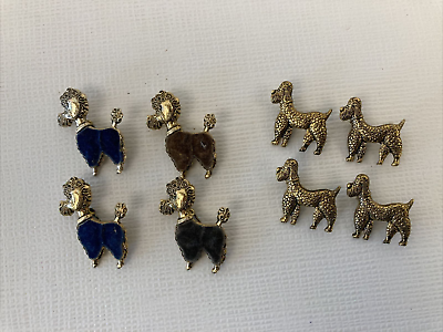 #ad #ad Vintage Made in Germany Beautiful Furry amp; Tin Poodle Pin Lot Of 8 $29.74