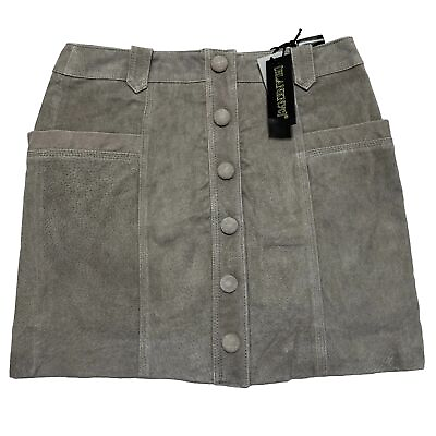 #ad New Blank NYC Rock The Boat Gray Suede Leather Skirt Women’s Size 26 Pockets NWT $29.99