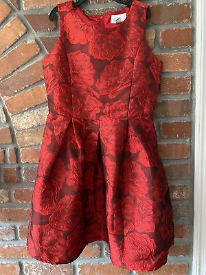 #ad Place Girls Kids Red Floral Dress Holiday Party Roses Spring Gorgeous Size 12 $10.99