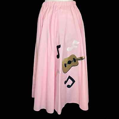 Vintage Inspired 50’s Pink Sock Hop Poodle Style Skirt W Guitar Musical Notes $29.40