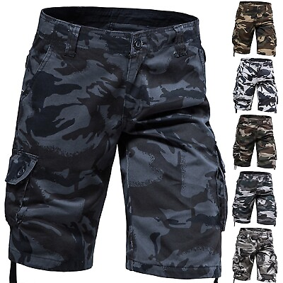 #ad Men#x27;s Summer Multi Pocket Cargo Shorts Mens Casual Loose Camouflage Cargo Shorts $18.00