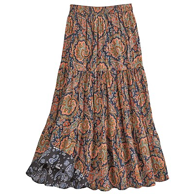 Women#x27;s Reversible Boho Maxi Skirt Paisely Long Skirt by Catalog Classics 36quot;L $36.99