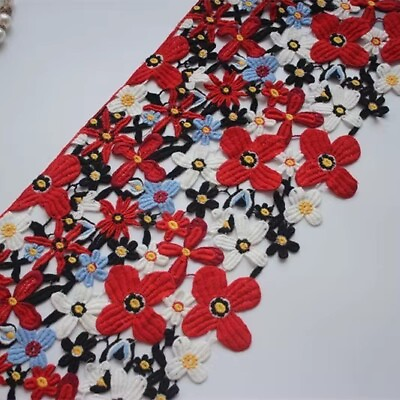 #ad 1Yard Colorful Venice Lace Trim Flowers Lace Fabric Sewing Dress Cloth DIY Craft $4.99