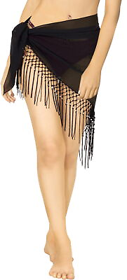 #ad LA LEELA Women#x27;s Swimsuit Cover Up Summer Beach Wrap Skirt 60quot;X37quot; Black Z135 $36.99