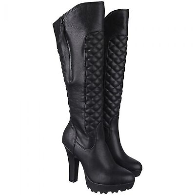 #ad #ad Women#x27;s Size 9 Black Knee High Block Heel Pocket Boots $49.99