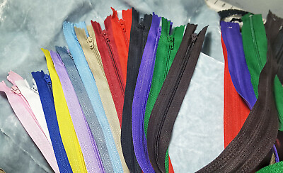 Regular Nylon Coil Plastic Closed End Zippers 7quot; 9quot; 12quot; 16quot; 22quot; choose colors $3.49