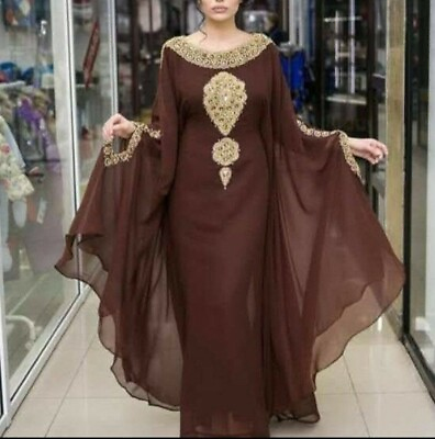 #ad SALE New Moroccan Dubai Kaftans Farasha Abaya Dress Very Fancy Long Gown MS 228 $54.59