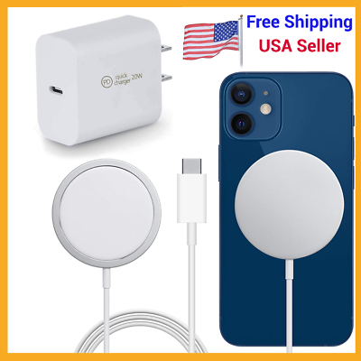 For iPhone 14 13 Magnetic MagSafe Compatible Wireless Charger 20W AC Adapter $14.25