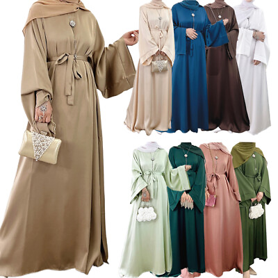 #ad Muslim Women Plain Maxi Dress Islamic Ramadan Caftan Kaftan Dubai Abaya Kaftan $49.80