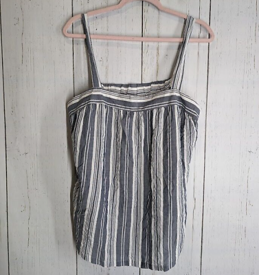 #ad Universal Thread Size Large Blue White Stripe Sleeveless Womens Tank Top Boho $9.99