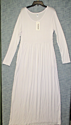 Vi show Woman#x27;s White Long Sleeve Maxi Dress Size XL with Pockets $14.99