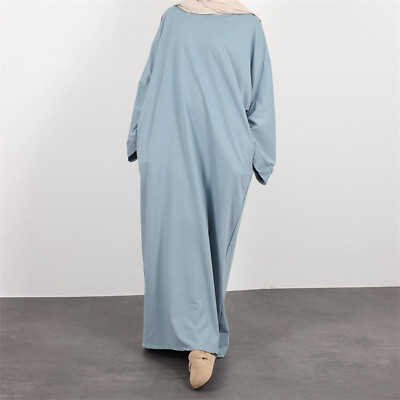 #ad Plain Kaftan Abaya Dubai Women Long Dress Modest Muslim Robe Modest Party Gown $37.00