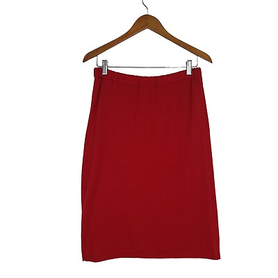 #ad Vintage Saks Fifth Avenue 100% Merino Wool Red Pencil Skirt L $20.99