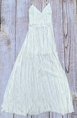 #ad Women’s L Lace Dreamy Ivory Maxi Dress Romantic Boho Backless Adjustable Straps $49.00