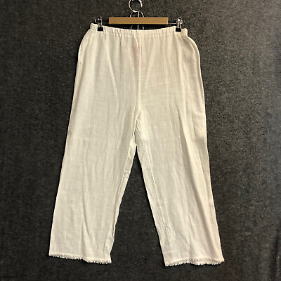 #ad EXHILARATION White Pants Women#x27;s Size L 8 10 Cover Up Swim Wear Summer Beach NWT $14.99
