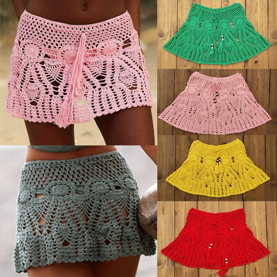 Fashion Crochet Florens Skirt Women Gril Sexy Beach up Skirt Elastic Waistband $13.29