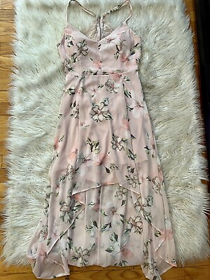 #ad Womens Maxi Long Open Back Dress Pink Size M $19.90