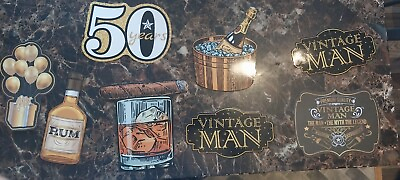 #ad 47 Pcs Vintage Man Beer Party 50 Year Old With Streamers and plastic Hangers $7.99