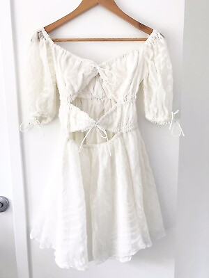 #ad SABO SKIRT LUXE Size XS White Short Sleeve Cutout Mini Dress AU $45.00