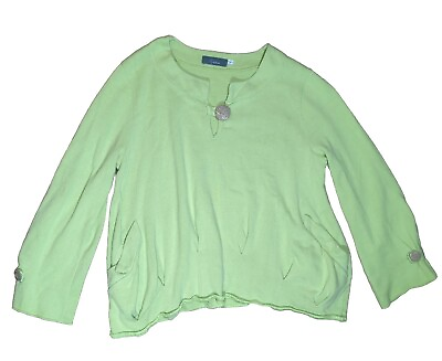 #ad Pullover Green Sweater Long Sleeve V Neck Cotton Nordstroms Willow Cute $8.99