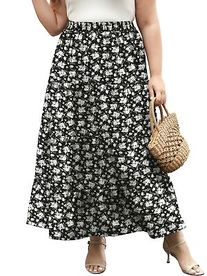 #ad Younrui Plus Size Long Maxi Skirts for Women 2024 Tiered Flared Swing A line ... $39.46