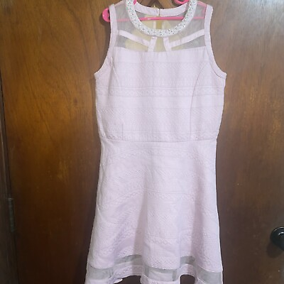 #ad Place Kids Girls Light Purple Dress Size XL 14 Beaded w Mesh Inserts Sleeveless $14.99
