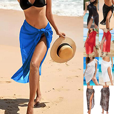 #ad Womens Chiffon Bikini Cover Up Sarong Wrap Skirt Dress Beach Swimsuit Beachwear $12.29