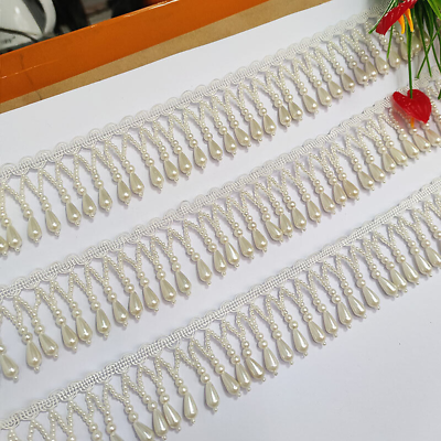 #ad Bead Tassel Trim Edging Pearl Fringe for DIY Dress Curtain Craft Sewing By Yard $12.26