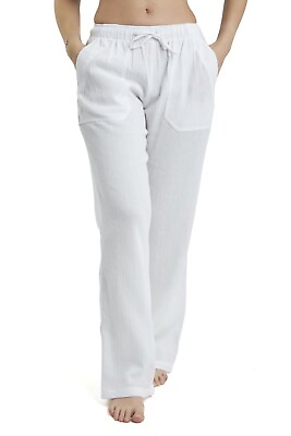 Women#x27;s 100% Cotton Gauze Beach amp; Pajama Pants with Pockets $43.99