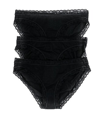 #ad Victoria#x27;s Secret Bikini Panties Cotton Lace Trim Pack of 3 Lot Bundle $23.00