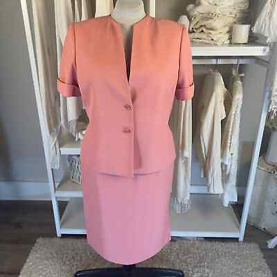 #ad Kasper size 14 suit jacket and skirt. Pink casual set career office #2387 $54.00