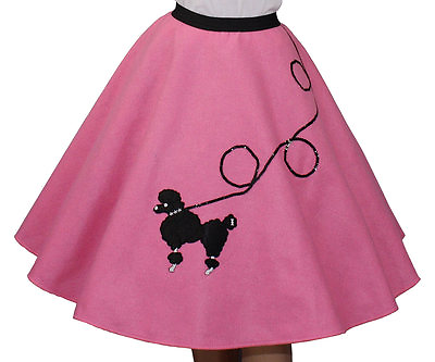 Hot Pink FELT 50s Poodle Skirt Adult Size MEDIUM Waist 30quot; 37quot; Length 25quot; $31.95