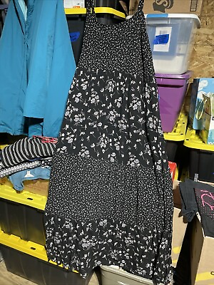 #ad Terra amp; Sky Women#x27;s Black Flowers Maxi Long Dress 4X New With Tags $39.99