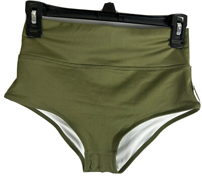 #ad PINK Active Bikini Bottoms High Waist Shortie Gym to Swim Size M Olive Green $25.00