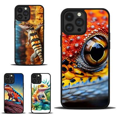 #ad For iPhone 11 12 13 14 15 Max Pro Funny Cover leopard gecko rock cave $9.99