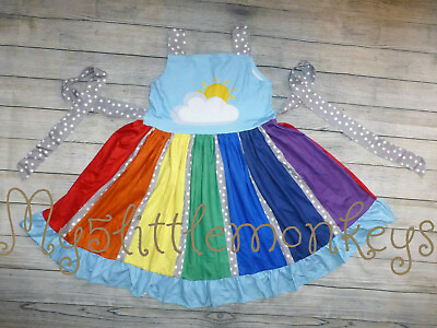 #ad #ad NEW Boutique Rainbow Girls Sleeveless Ruffle Twirl Dress 2T 3T 4T 5 6 7 8 10 12 $19.99