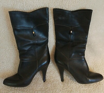 #ad women#x27;s black leather 4quot; heel boots size 7.5 $30.00