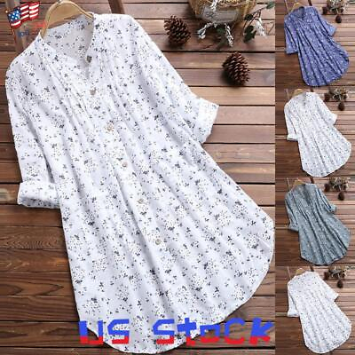 #ad Womens Floral Boho T Shirt Dress Ladies Casual Tunic Long Tops Blouse Plus Size $18.71
