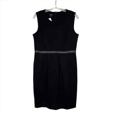 #ad NWT Talbots Sleeveless Beaded Waist Ponte Knit Sheath Dress Cocktail Black 8 $52.00