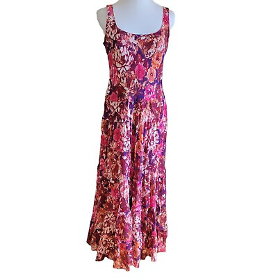 #ad Purple Floral Maxi Dress Tiered Chiffon S fits like M $19.99