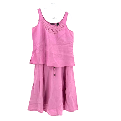 #ad Liz Claiborne 2 Piece Skirt and Top Set 100% Linen Women#x27;s Size 12 Pink Spring $29.99