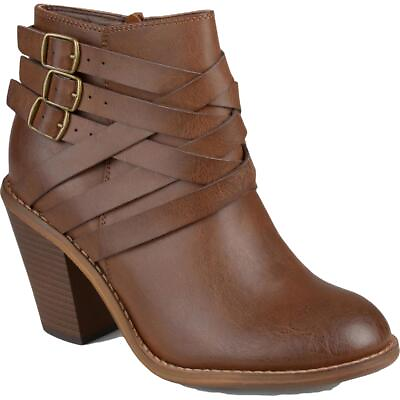 #ad Journee Collection Womens WDSTRAP Faux Leather Ankle Boots Shoes BHFO 6389 $18.99