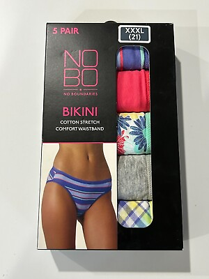 #ad Women#x27;s No Boundaries Cotton Bikini Panties 5 Pair Pack Size 3XL XXXL 21 NEW $7.94
