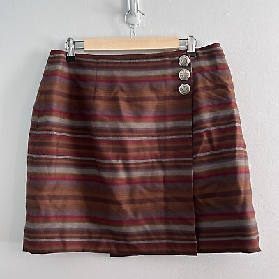#ad Vintage Lauren Ralph Lauren Wrap Wool Skirt Mini Size 14 Striped Western Aztec $45.00