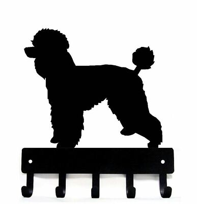 #ad Poodle Natural Cut Key Rack Dog Leash Hanger with 5 hooks Small 6 inch wide $15.99