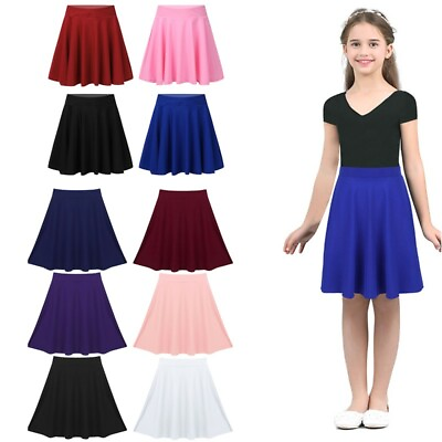 #ad Kids Girls Plated Skirt Solid High Waist A line Dress Casual Summer Clothes wear $15.17