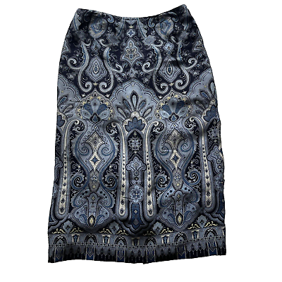 #ad #ad Talbots Womens Pencil Skirt Blue Size 12 Straight Midi Slit 100% Silk Lined Zip $21.94