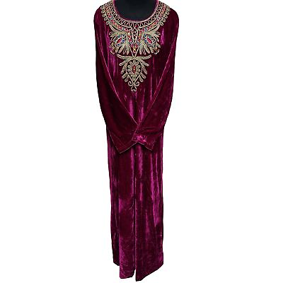 #ad Women Velvet Long Sleeve Maxi Dress Kaftan Farasha Abaya Robe Jilabiya GBP 28.99