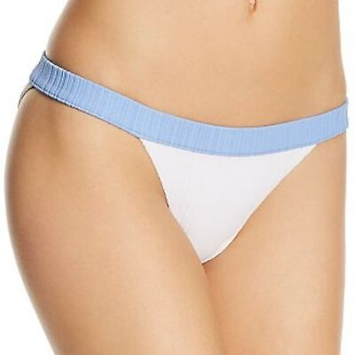 Onia Women#x27;s White Leila Ribbed High Cut Bikini Bottoms Size Large New With Tags $39.99