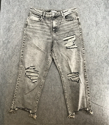 #ad SO Jeans Plus Juniors Size 17 33W Charcoal Wash High Rise Straight Destroyed $14.99